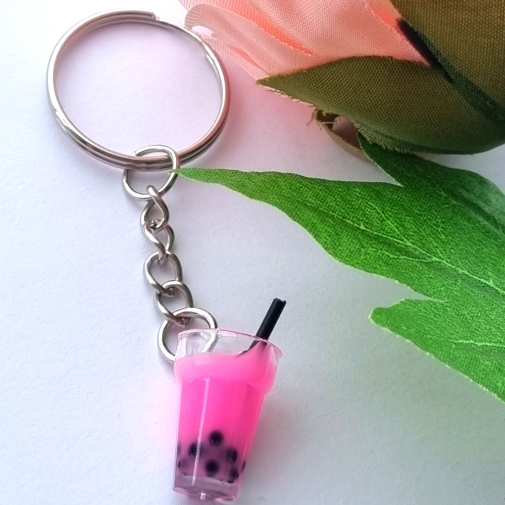 Pink Iced Boba Fruit Soda Keyring & Pink Candy Bear Earrings 🩷🥤 - Picture 2 of 9